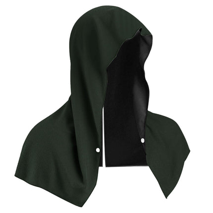 Carbon black Instant Cooling Hooded Towel U-Shaped Sun Protection Quick Dry Scarf with Carabiner Pouch for Local Outdoor Sports and Gym Workouts.