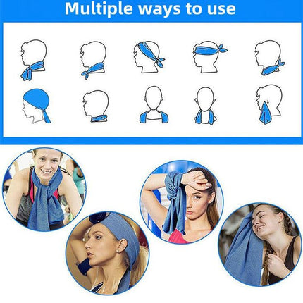 Black Instant Cooling Hooded Towel U-Shaped Sun Protection Quick Dry Scarf with Carabiner Pouch for Local Outdoor Sports and Gym Workouts.