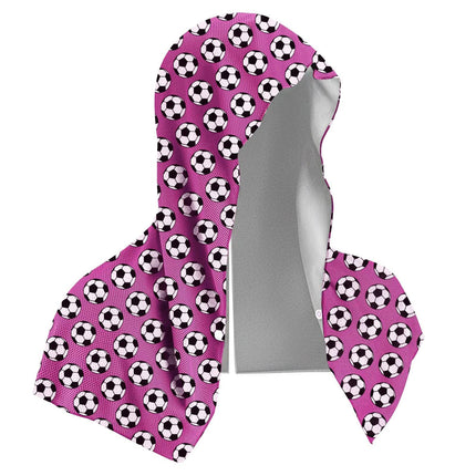 Rose red football Instant Cooling Hooded Towel U-Shaped Sun Protection Quick Dry Scarf with Carabiner Pouch for Local Outdoor Sports and Gym Workouts.