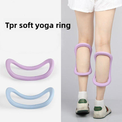 2-PCS Blue Multifunctional Yoga Ring Pilates Circle with Soft TPE Double Arc Design for Calf Relaxation and Posture Correction Ideal for Local Home Gym Fitness.