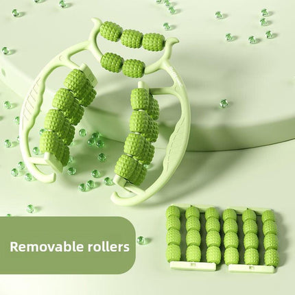 Green 360-Degree Wrap Around Leg Roller Massager with 29 Acupressure Points for Muscle Recovery and Body Shaping Essential Tool for Local Home Workouts.