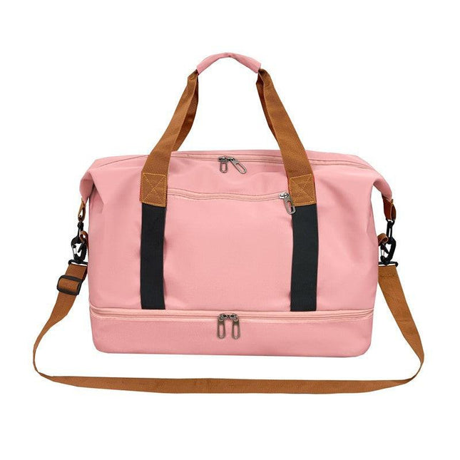 Pink Large Capacity Travel Duffel Bag for Women with Yoga Mat Holder and Shoe Compartment Water Resistant Weekend Bag Ideal for Local Gym and Travel Use.