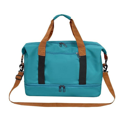 Peacock blue Large Capacity Travel Duffel Bag for Women with Yoga Mat Holder and Shoe Compartment Water Resistant Weekend Bag Ideal for Local Gym and Travel Use.