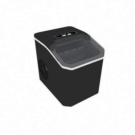Black Portable Countertop Ice Maker with 12kg Daily Capacity Rapid Bullet Ice Production for Home Kitchen and Local Office Refreshment Needs.
