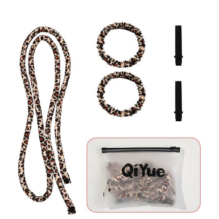 2-PCS Coffee color leopard print Heatless Hair Curler Set Extra Long Overnight Soft Ribbon for Natural Big Waves Damage-Free Professional Home Styling Solution for Local Women.
