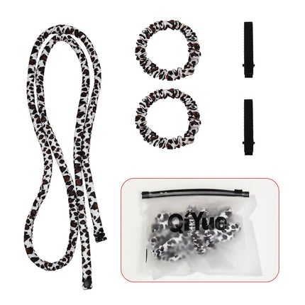 2-PCS White leopard print Heatless Hair Curler Set Extra Long Overnight Soft Ribbon for Natural Big Waves Damage-Free Professional Home Styling Solution for Local Women.
