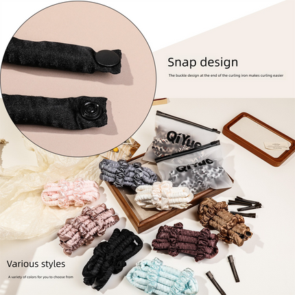 2-PCS White leopard print Heatless Hair Curler Set Extra Long Overnight Soft Ribbon for Natural Big Waves Damage-Free Professional Home Styling Solution for Local Women.