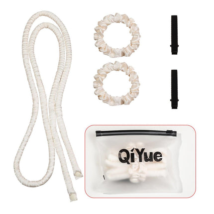 2-PCS White Heatless Hair Curler Set Extra Long Overnight Soft Ribbon for Natural Big Waves Damage-Free Professional Home Styling Solution for Local Women.