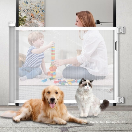 Black Retractable Baby Safety Gate and Pet Barrier Extra Wide 300cm for Stairs and Doorways No Drill Mesh In-Home Protection Solution for Local Families.