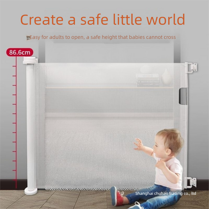 Grey Retractable Baby Safety Gate and Pet Barrier Extra Wide 300cm for Stairs and Doorways No Drill Mesh In-Home Protection Solution for Local Families.