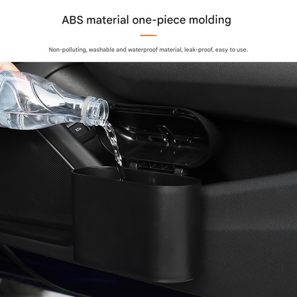 Blue Compact Car Trash Can 2 Pack Hanging Storage Bin with Push Lid for Vehicle Door and Seat Back Universal Fit Waste Management Solution for Local Drivers.