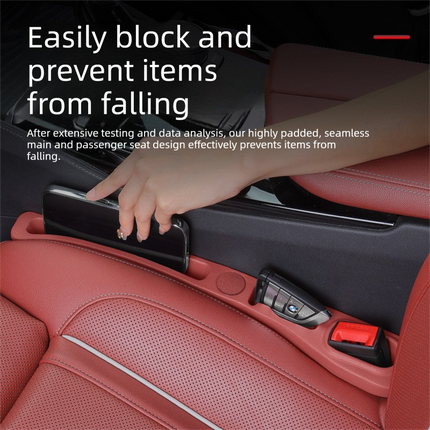 Black Car Seat Gap Filler Strip with Integrated Storage Slot Universal Interior Organizer for Mobile Phones and Keys Safety Solution for Local Drivers.