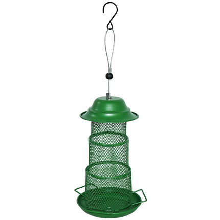 Circular Retractable Metal Hanging Bird Feeder 3-Tier Mesh Design Weatherproof Outdoor Wild Bird Feeding Station for Local Garden and Backyard Support.