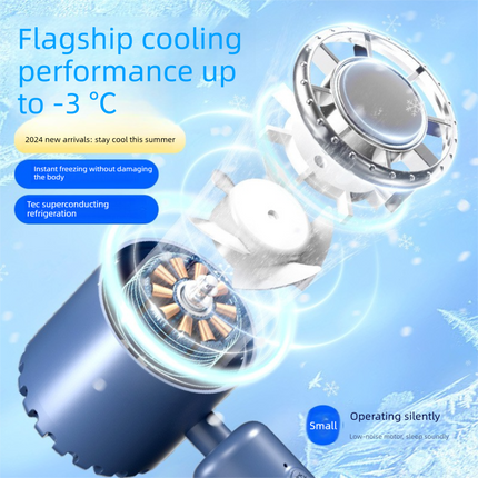 White Portable Ice Cooling Handheld Fan USB Rechargeable 2000mAh Silent Battery Fan for Office and Outdoor Use Personal Cooling Solution for Local Professionals.