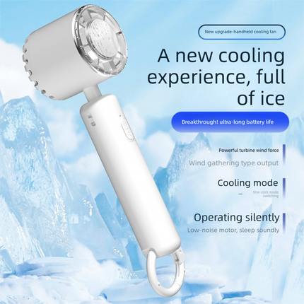 White Portable Ice Cooling Handheld Fan USB Rechargeable 2000mAh Silent Battery Fan for Office and Outdoor Use Personal Cooling Solution for Local Professionals.