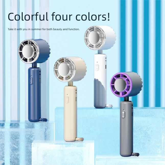 Khaki Portable Ice Cooling Handheld Fan USB Rechargeable 2000mAh Silent Battery Fan for Office and Outdoor Use Personal Cooling Solution for Local Professionals.