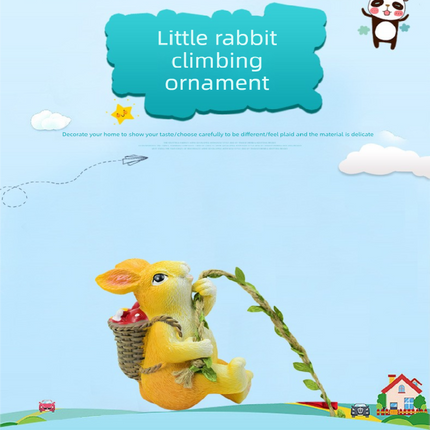 Weatherproof Resin Climbing Rabbit Figurine with Hanging Vine Rope for Garden Tree Decor Cute Animal Pendant for Local Standard Courtyard Spaces.