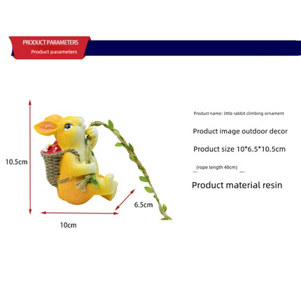 Weatherproof Resin Climbing Rabbit Figurine with Hanging Vine Rope for Garden Tree Decor Cute Animal Pendant for Local Standard Courtyard Spaces.