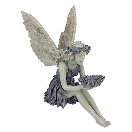 Resin Fairy Garden Statue with Sunflower Bowl Seated Design for Outdoor Decorative Use Ideal for Home and Garden Spaces Local Standard Fit.