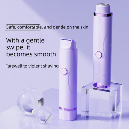 Purple Electric Hair Remover for Women 2-in-1 Dual Head Trimmer and Shaver with Ceramic Blades IPX7 Waterproof for Painless Full Body and Bikini Grooming.