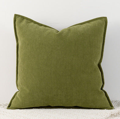 Olive green Nordic Herringbone Chenille Pillowcases 2 Pack 45x45cm for Sofa and Bed Soft Decorative Cushion Covers No Inserts Included Local Standard Fit Home Styling.