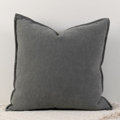 Charcoal grey Nordic Herringbone Chenille Pillowcases 2 Pack 45x45cm for Sofa and Bed Soft Decorative Cushion Covers No Inserts Included Local Standard Fit Home Styling.