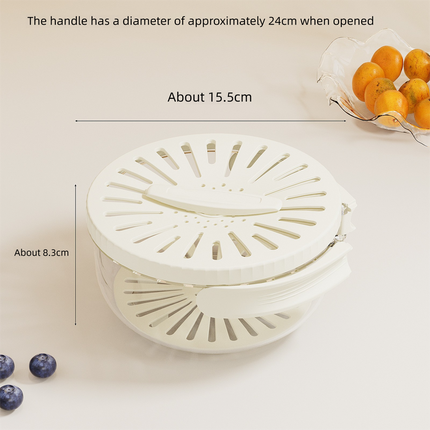 White Small Multi-functional Fruit and Vegetable Washing Bowl with Lid and Hidden Handle Double-Layer Drainage Container for Refrigerator Storage and Outdoor Picnic Efficient Food Preservation for Local Standard Kitchens.