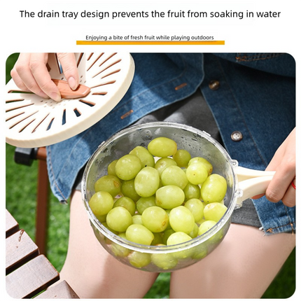 White Small Multi-functional Fruit and Vegetable Washing Bowl with Lid and Hidden Handle Double-Layer Drainage Container for Refrigerator Storage and Outdoor Picnic Efficient Food Preservation for Local Standard Kitchens.