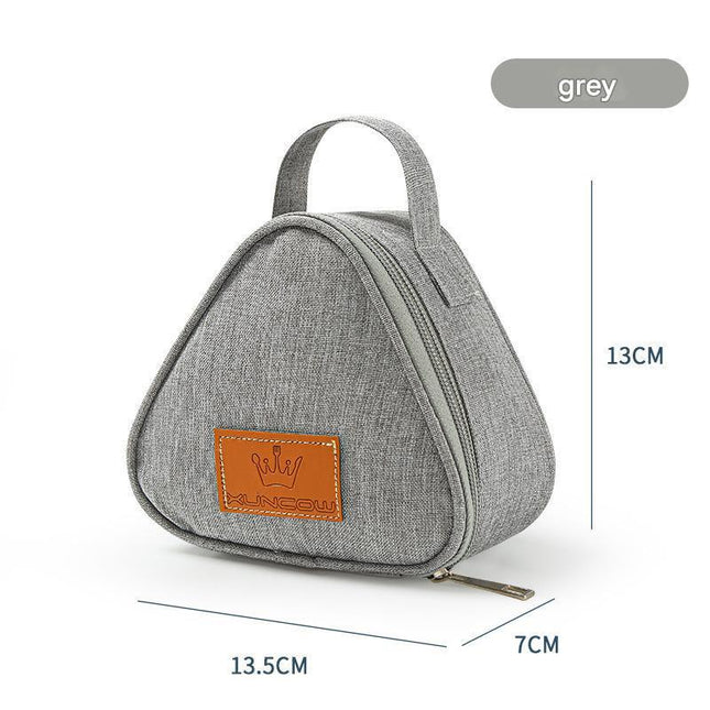 3-PCS Grey Triangular Insulated Lunch Bag with Food-Grade Aluminum Lining for Heat Preservation and Freshness, Ideal for Meals, Snacks, Eggs, and Milk on the Go.