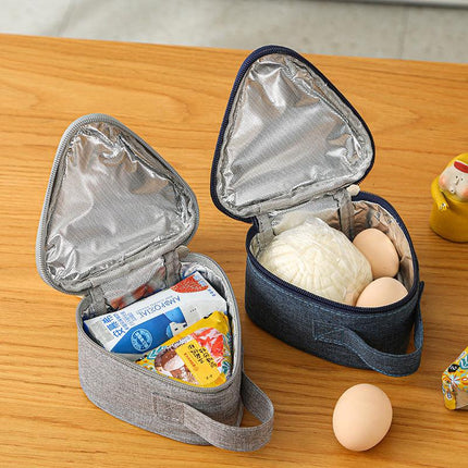 3-PCS Grey Triangular Insulated Lunch Bag with Food-Grade Aluminum Lining for Heat Preservation and Freshness, Ideal for Meals, Snacks, Eggs, and Milk on the Go.