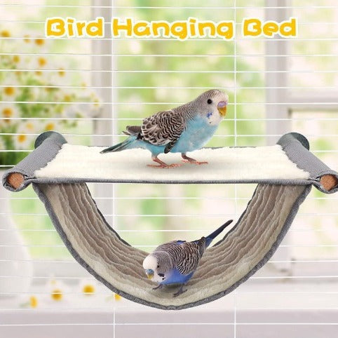 2-Pack Grey Bird Hammock Bed for Parrots, Budgies, and Small Pets – Warm, Soft, Washable Hanging Nest with Easy Installation for Cage or Window Use(Size: L).