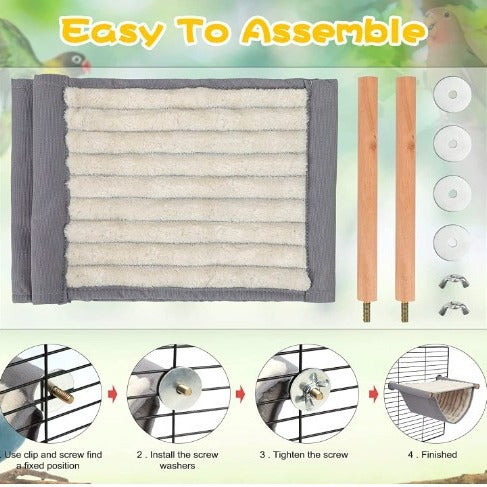 2-Pack Yellow Bird Hammock Bed for Parrots, Budgies, and Small Pets – Warm, Soft, Washable Hanging Nest with Easy Installation for Cage or Window Use(Size: S).