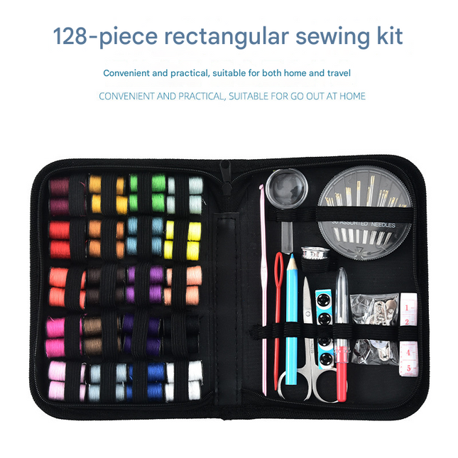 128-Piece Sewing Kit with 40 Colorful Thread Spools – Portable, Compact Sewing Set for Home, Travel & DIY Repairs.