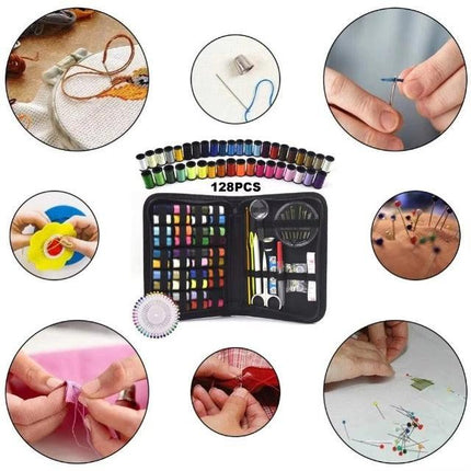 128-Piece Sewing Kit with 40 Colorful Thread Spools – Portable, Compact Sewing Set for Home, Travel & DIY Repairs.