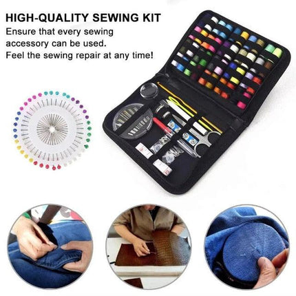 128-Piece Sewing Kit with 40 Colorful Thread Spools – Portable, Compact Sewing Set for Home, Travel & DIY Repairs.