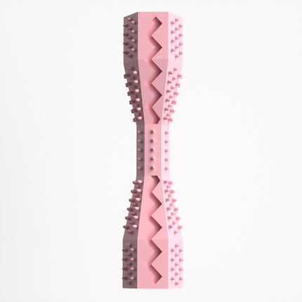 2-Pack Pink Hexagonal Pet Chew Toy – Durable Rubber Dog & Cat Teething Stick for Dental Care, Biting Relief and Mental Stimulation.