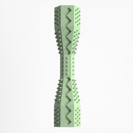 2-Pack Green Hexagonal Pet Chew Toy – Durable Rubber Dog & Cat Teething Stick for Dental Care, Biting Relief and Mental Stimulation.