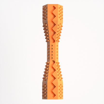 2-Pack Orange Hexagonal Pet Chew Toy – Durable Rubber Dog & Cat Teething Stick for Dental Care, Biting Relief and Mental Stimulation.