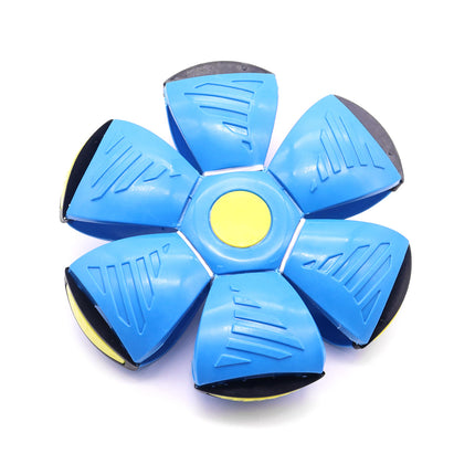 Blue Transformable Dog Toy – Dual-Mode Bouncing Ball & Flying Disc for Interactive Play, Durable Chewing, and Mental Stimulation.