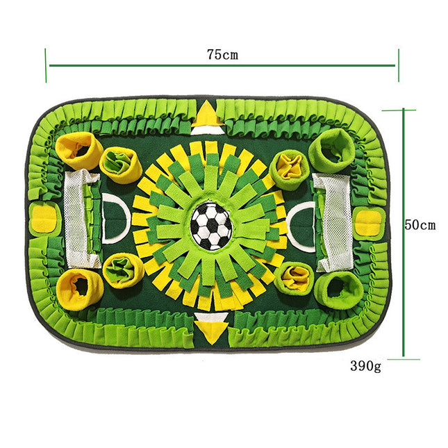 Interactive Dog & Cat Snuffle Mat – Football Field Design Puzzle Feeding Mat for Mental Stimulation, Slow Feeding, and Anxiety Relief.