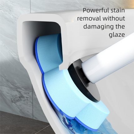White Disposable Toilet Brush Set with Built-in Cleaner – Wall-Mountable, No-Drill Bathroom Cleaning Kit with Replaceable Heads(5 ocean-cleaning cotton pads).