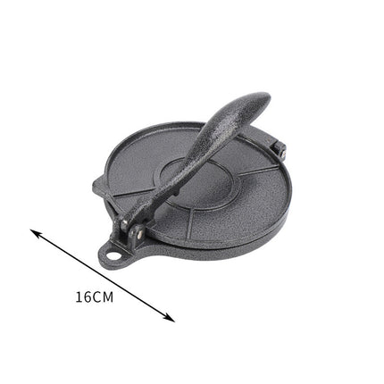Black Manual Dough Press – Aluminum Alloy Cake & Tortilla Press for Homemade Baking and Cooking(16cm).