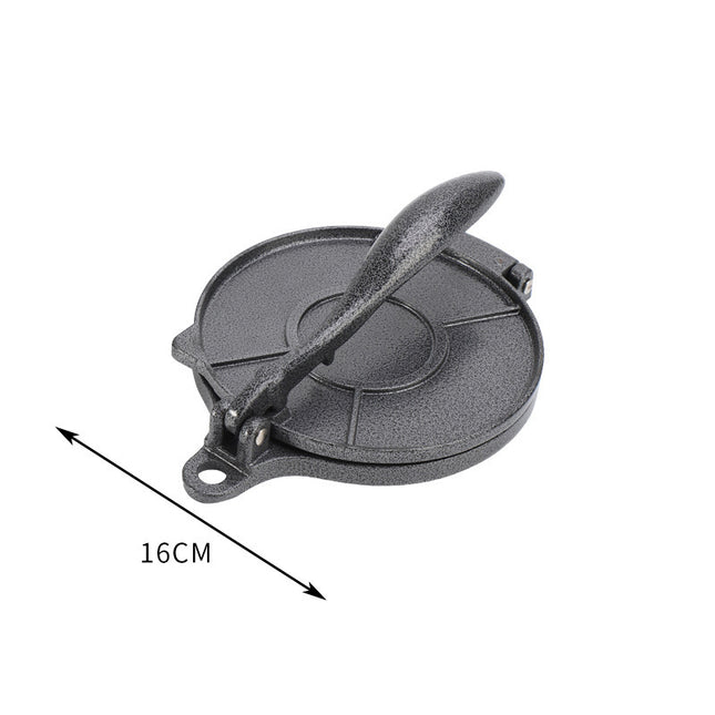 Black Manual Dough Press – Aluminum Alloy Cake & Tortilla Press for Homemade Baking and Cooking(16cm).