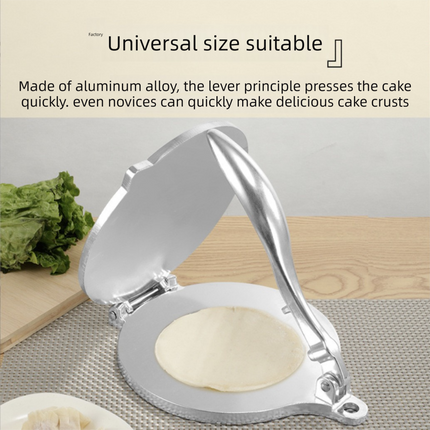 Silver Manual Dough Press – Aluminum Alloy Cake & Tortilla Press for Homemade Baking and Cooking(20cm).
