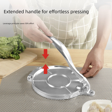 Black Manual Dough Press – Aluminum Alloy Cake & Tortilla Press for Homemade Baking and Cooking(20cm).
