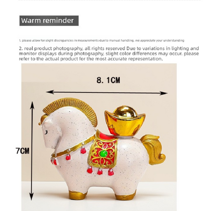 White Red New Chinese Style Resin Horse Figurine with Rotating Lucky Bag – Elegant Home or Office Decor for Modern Living Spaces(Blessed immediately).