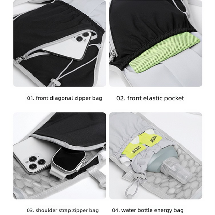 Grey and black Lightweight Hydration Backpack with 2L Water Bladder Compartment – Ideal for Running, Cycling, Hiking, and Outdoor Activities.