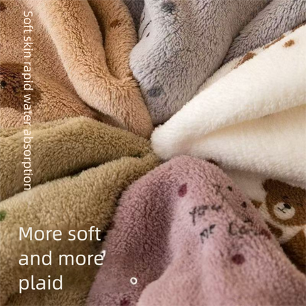 5-Pack Beige Soft Absorbent Face Towels with Bear Pattern Design – Quick-Drying Plush Towel Set for Bath and Daily Use.