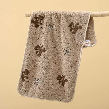 5-Pack Coffee color Soft Absorbent Face Towels with Bear Pattern Design – Quick-Drying Plush Towel Set for Bath and Daily Use.