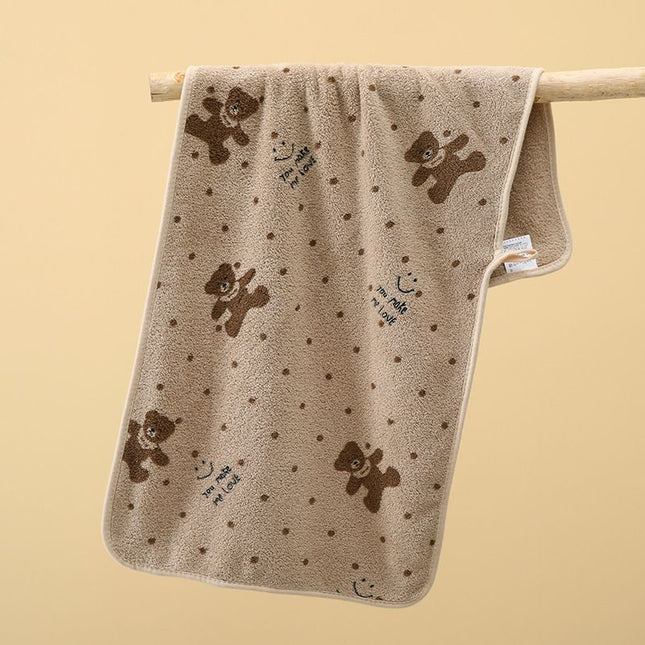5-Pack Coffee color Soft Absorbent Face Towels with Bear Pattern Design – Quick-Drying Plush Towel Set for Bath and Daily Use.